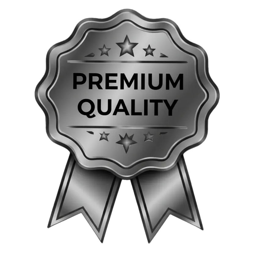 Gold 'Premium Quality' badge on a black background
