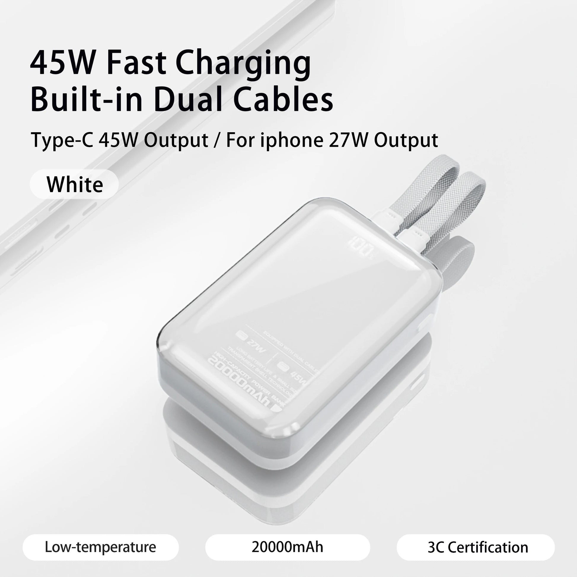 20,000mAh Power Backup Bank with Built-In Cables - image 12