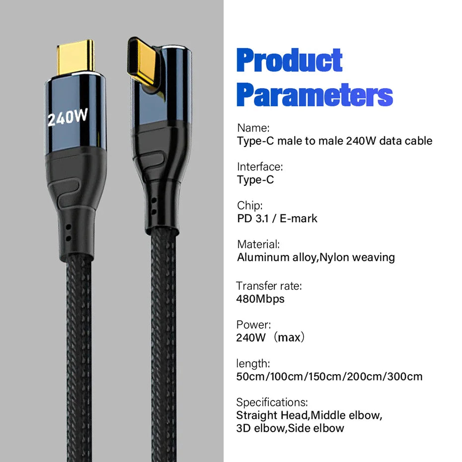 240W USB-C Fast Charge Cable for Travel Charger Kits - image 16
